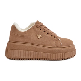 Damisolerade sneakers på en tjock sula med gulddetalj Brun Lotira