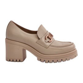 Zazoo 20175 högklackade skor för kvinnor, naturligt läder, ljusbeige