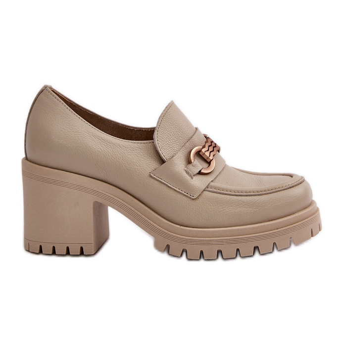 Zazoo 20175 högklackade skor för kvinnor, naturligt läder, ljusbeige