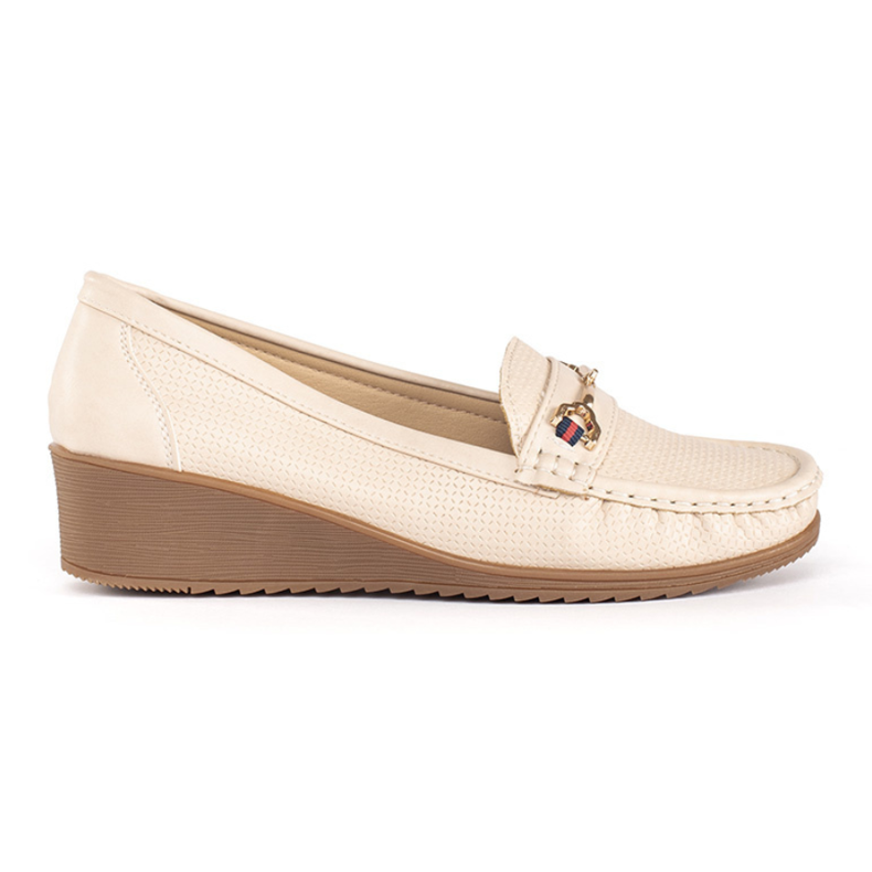 Cream wedge loafers beige