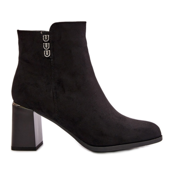 Isolerade damstövlar i ekologisk mocka på hög klack, med dragkedja, svart Erillia