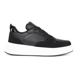 Svarta damsneakers med tjock sula