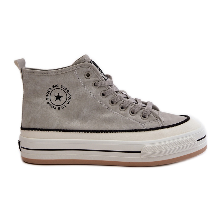 Isolerade damsneakers på Eco Leather Platform Big Star OO274070 White grå