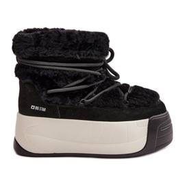 Snöstövlar i läder för kvinnor på en tjock sula med päls Big Star OO274A206 Svart