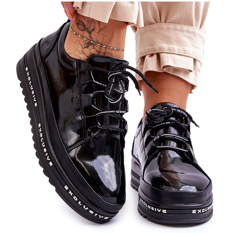 S.Barski Svarta Chantal Sneakers i lack