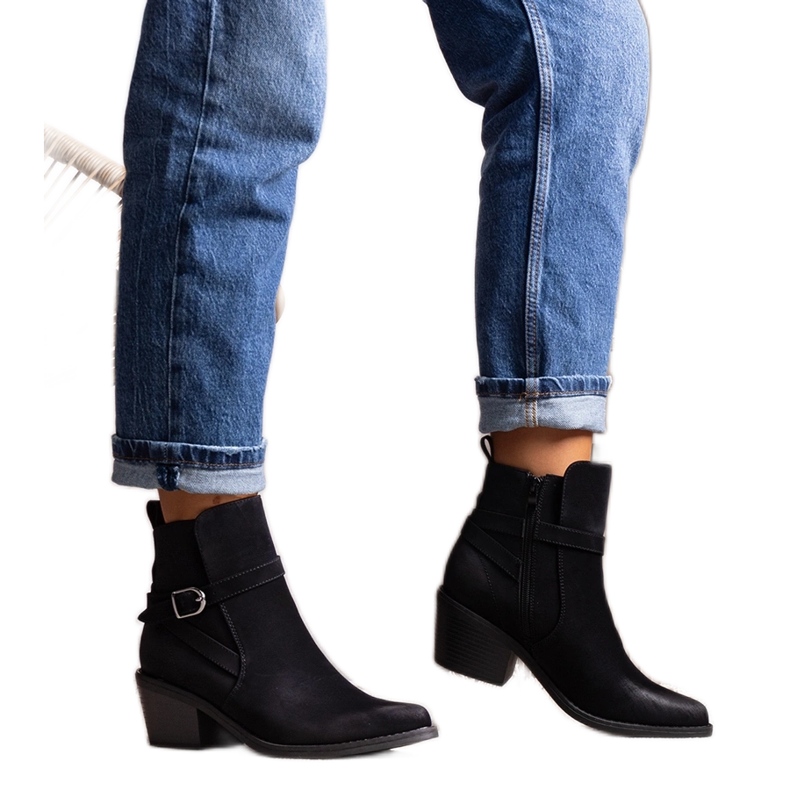 Mihaelas svarta högklackade ankelboots