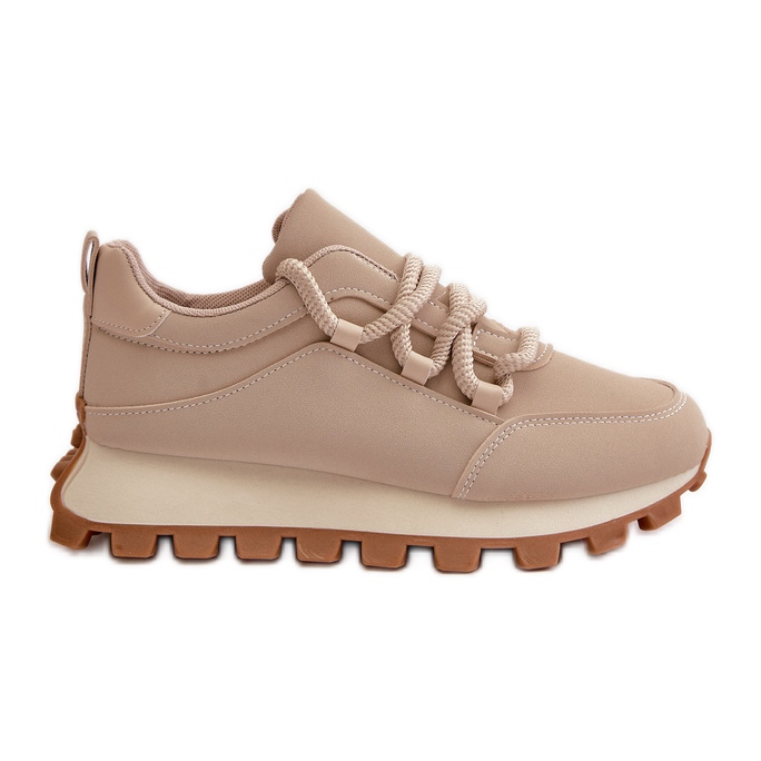 Sportskor Sneakers på plattform gjorda av ekologiskt läder, Beige Riadella