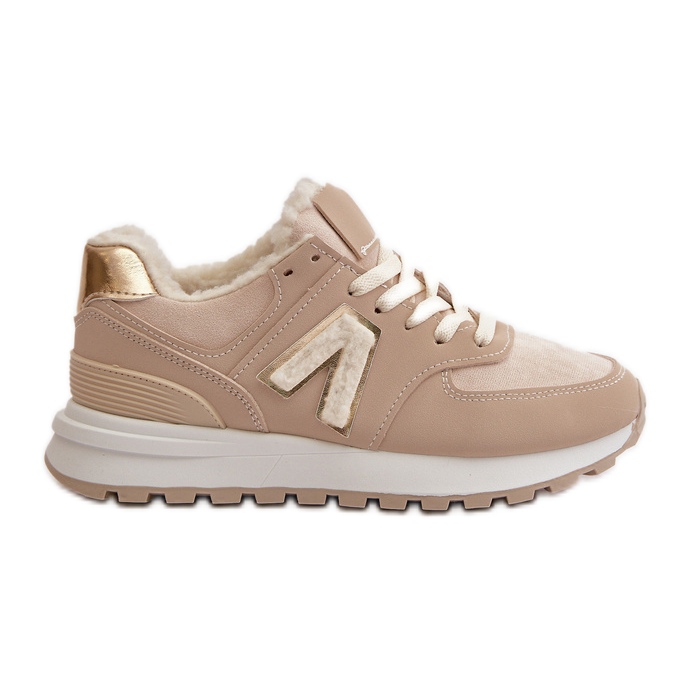 Sneakers för kvinnor, Sportskor, Fodrade med fårskinn, Beige Ciamara