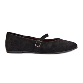 Eco Mocka Black Flat Balett Flats Med rem Tirilina svart