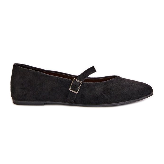 Eco Mocka Black Flat Balett Flats Med rem Tirilina svart