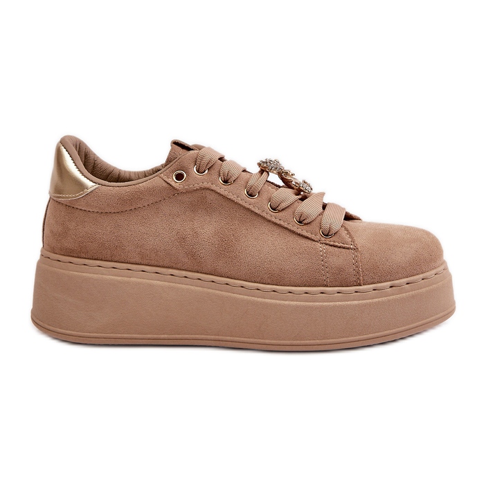 Beige Sneakers för kvinnor med Teddy Bear Vailina