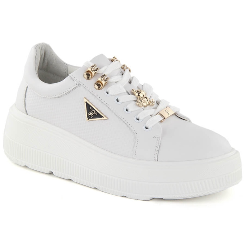 Vita läderskor för kvinnor på plattformen Filippo DP6382