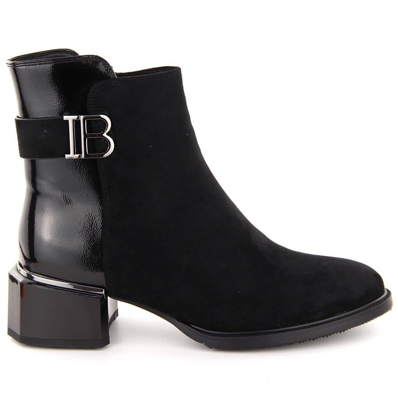 Dammocka och patentsvarta högklackade ankelstövlar D&amp;A S.Barski Premium Collection MR880-040