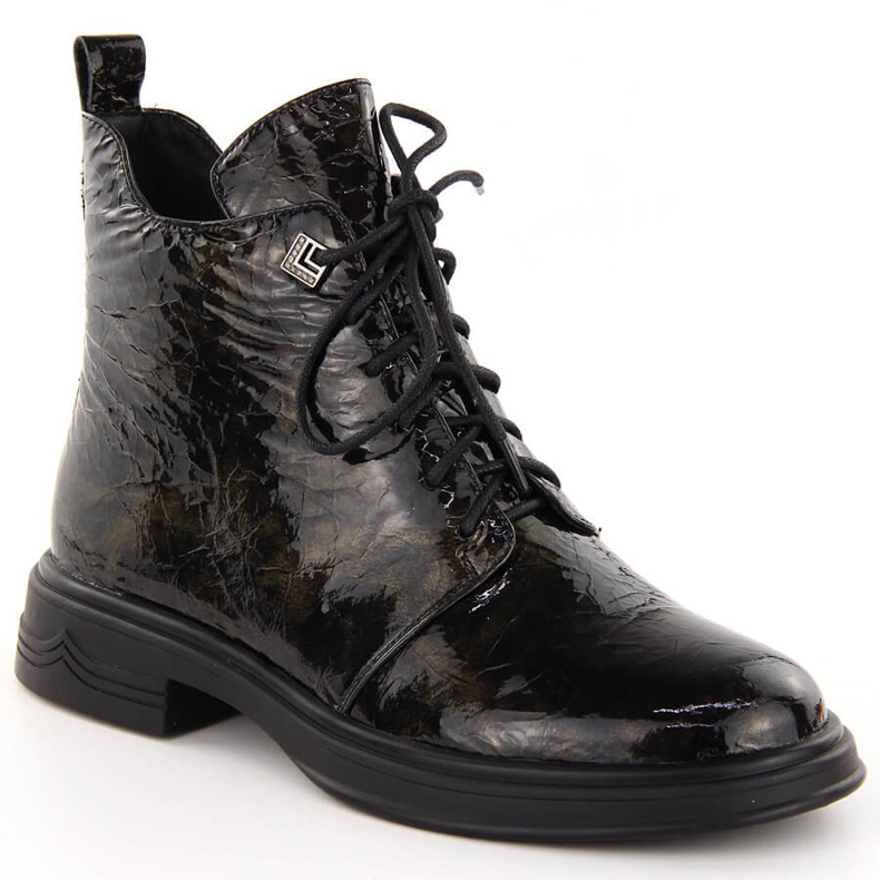 Ankelboots i lack D&amp;A S.Barski Premium Collection LZ42-042 svart