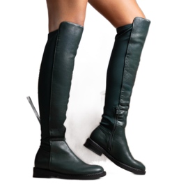 Långa gröna stövlar av Polmapina eko-läder