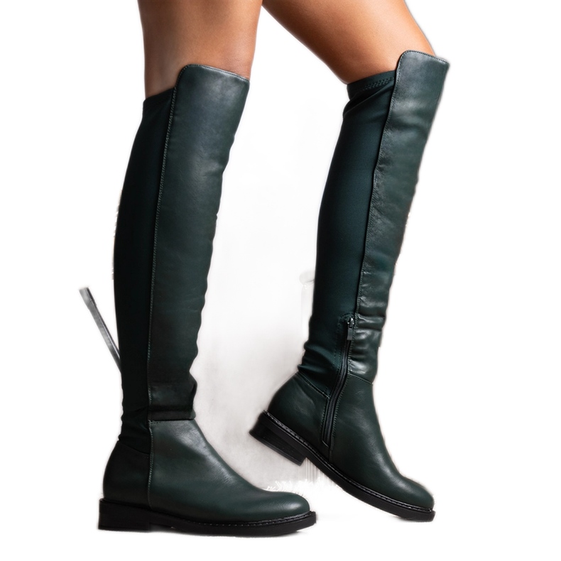 Långa gröna stövlar av Polmapina eko-läder