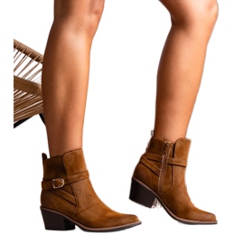 Mihaelas bruna högklackade ankelboots