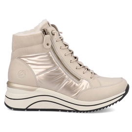 Isolerade kilstövlar i läder, beige Remonte D0T72-60