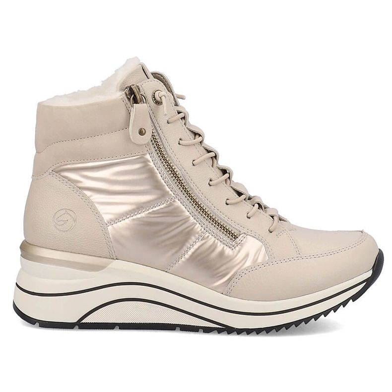 Isolerade kilstövlar i läder, beige Remonte D0T72-60