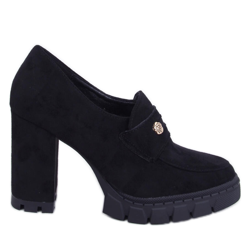 Lains Black högklackade och plattforms loafers svart