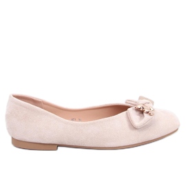 Cranny Beige ballerinaskor i gyllene nalle