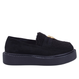 Anisha Black plattform loafers med shearling svart
