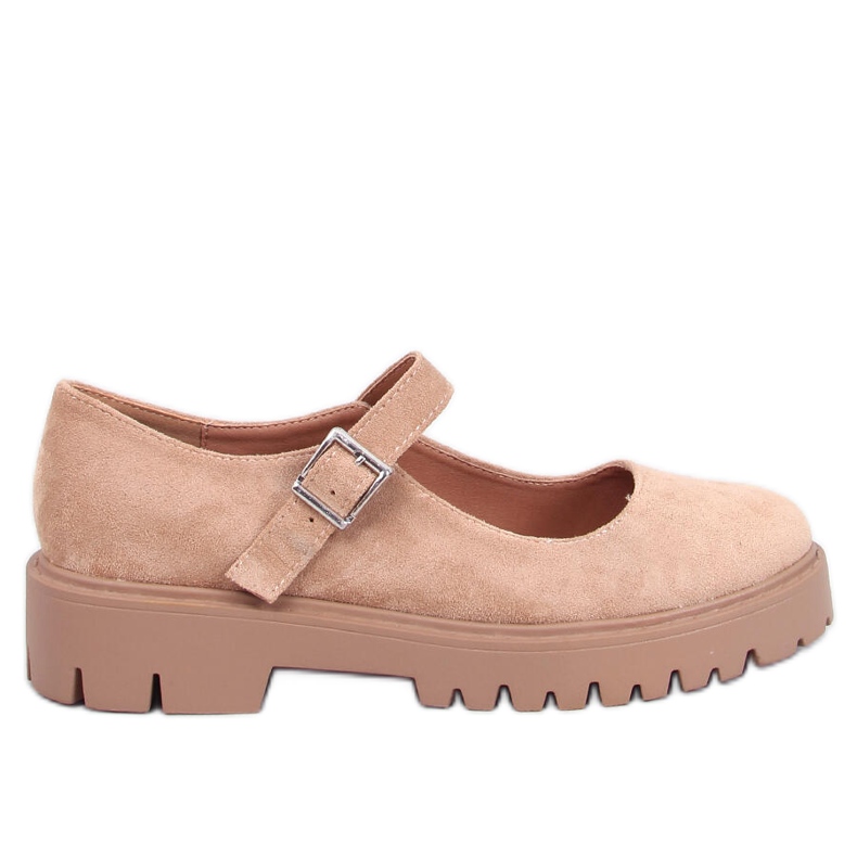 Holmess Khaki strappy plattform balett lägenheter beige