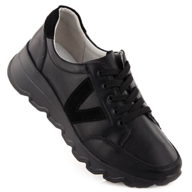 Sneakers i svart läder Vinceza 7918 för kvinnor