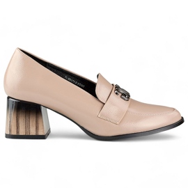 Beige lack för kvinnor högklackade pumps, damskor