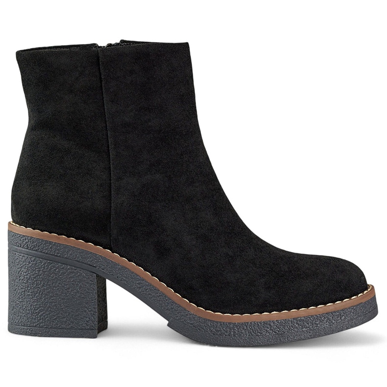 Svarta klassiska högklackade ankelstövlar för kvinnor