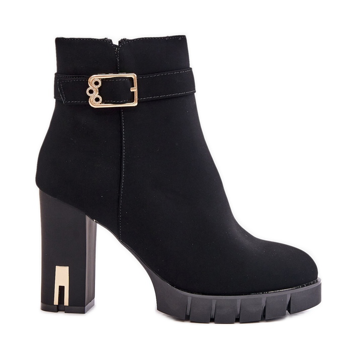 Isolerade damstövlar med guldspänne, svart Taitra