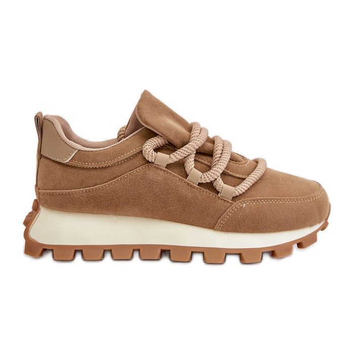 Sportskor Sneakers på en plattform gjorda av eko-mocka, brun Riadella beige