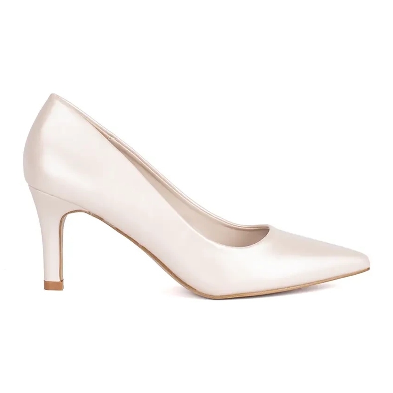 Klassiska, eleganta stilettpumps med pärla beige