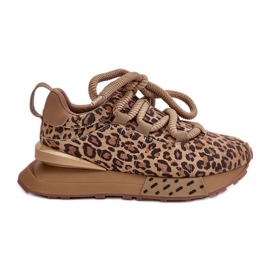 Sneakers för damer i mocka på plattformen med tjock snörning Leopard Artiker 55C0135 Brun