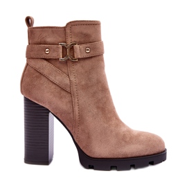 Liani Mocka Stövlar med hög klack Beige