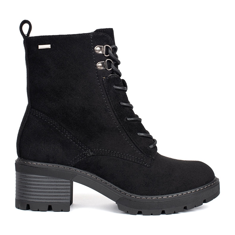 Ankelboots i svart mocka med knytband