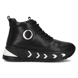 Filippo DBT4214/24 Bk Wh plattformsstövlar i läder, svarta