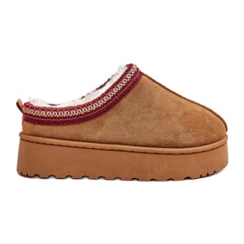 Snöskängor för kvinnor isolerade med Camel Remenia Fur brun