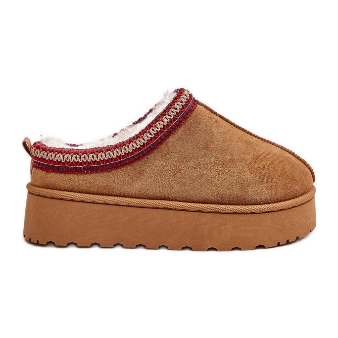 Snöskängor för kvinnor isolerade med Camel Remenia Fur brun