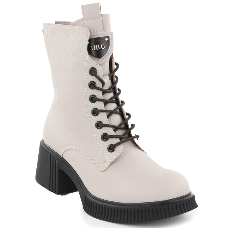 Beige ankelstövlar i läder för kvinnor Vinceza 66671