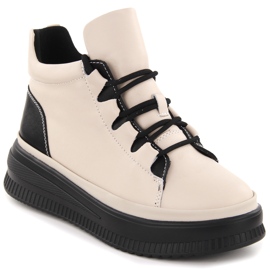 Isolerade läderstövlar för kvinnor, beige, Artiker 55C1051