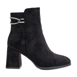 Isolerade ankelstövlar för kvinnor på hög klack, ekomocka, svart Saivia