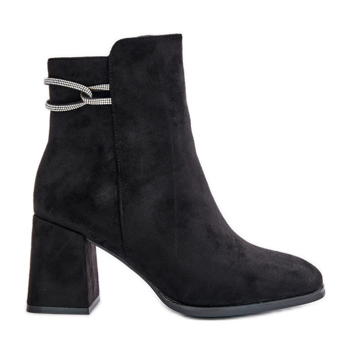 Isolerade ankelstövlar för kvinnor på hög klack, ekomocka, svart Saivia