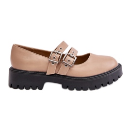 Damskor med beige ekologiska läderremmar Terione