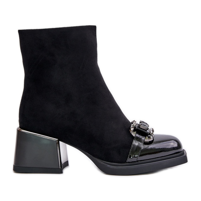 S.Barski Eleganta högklackade damstövlar med dekoration, svart MR880-127