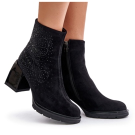 S.Barski Isolerade damstövlar på hög klack med dekoration D&amp;A MR880-130 Svart