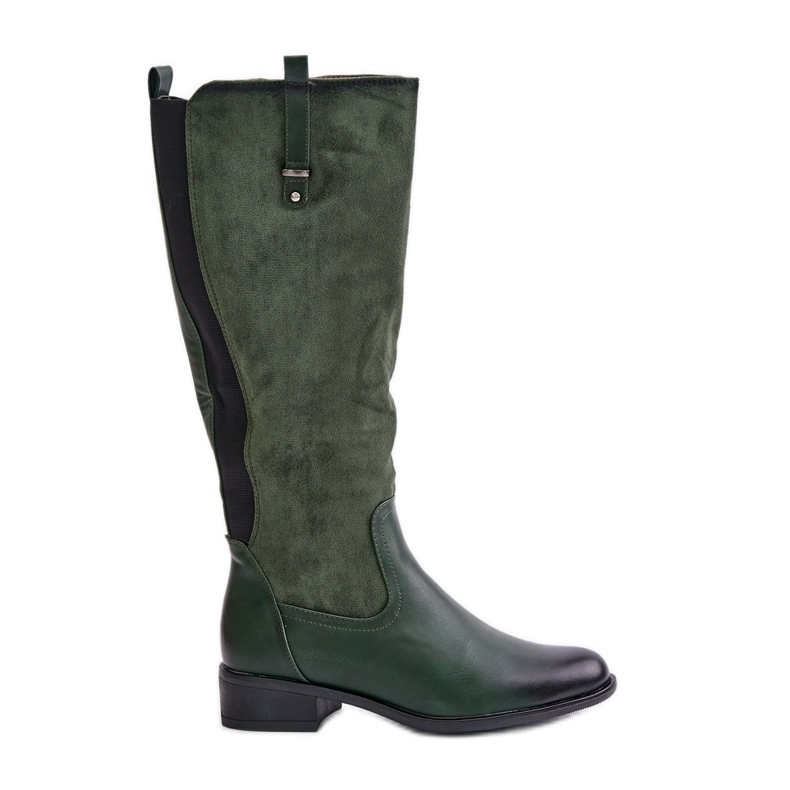 Jezzi Isolerade knätstövlar för kvinnor med dragkedja, grön Ivasira