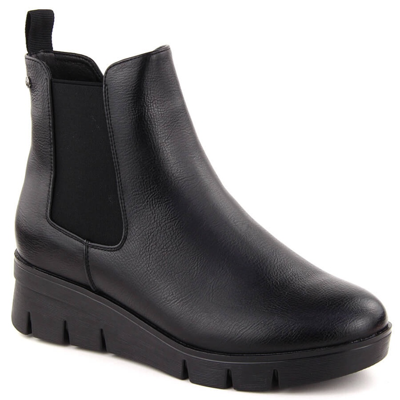 Ankelstövlar för damer med kil, svart Potocki 12433