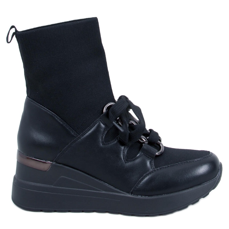 Kaye Black wedge ankelboots med elastisk ovandel svart