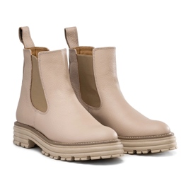 Chelsea boots med tjock sula, beige läder, Butdam Wos